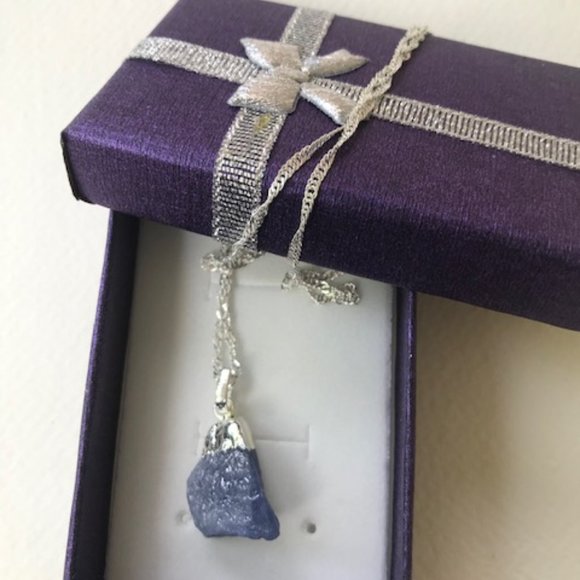 Sterling Silver Necklace with Pendant - Tanzanite Pendant - Picture 7 of 8